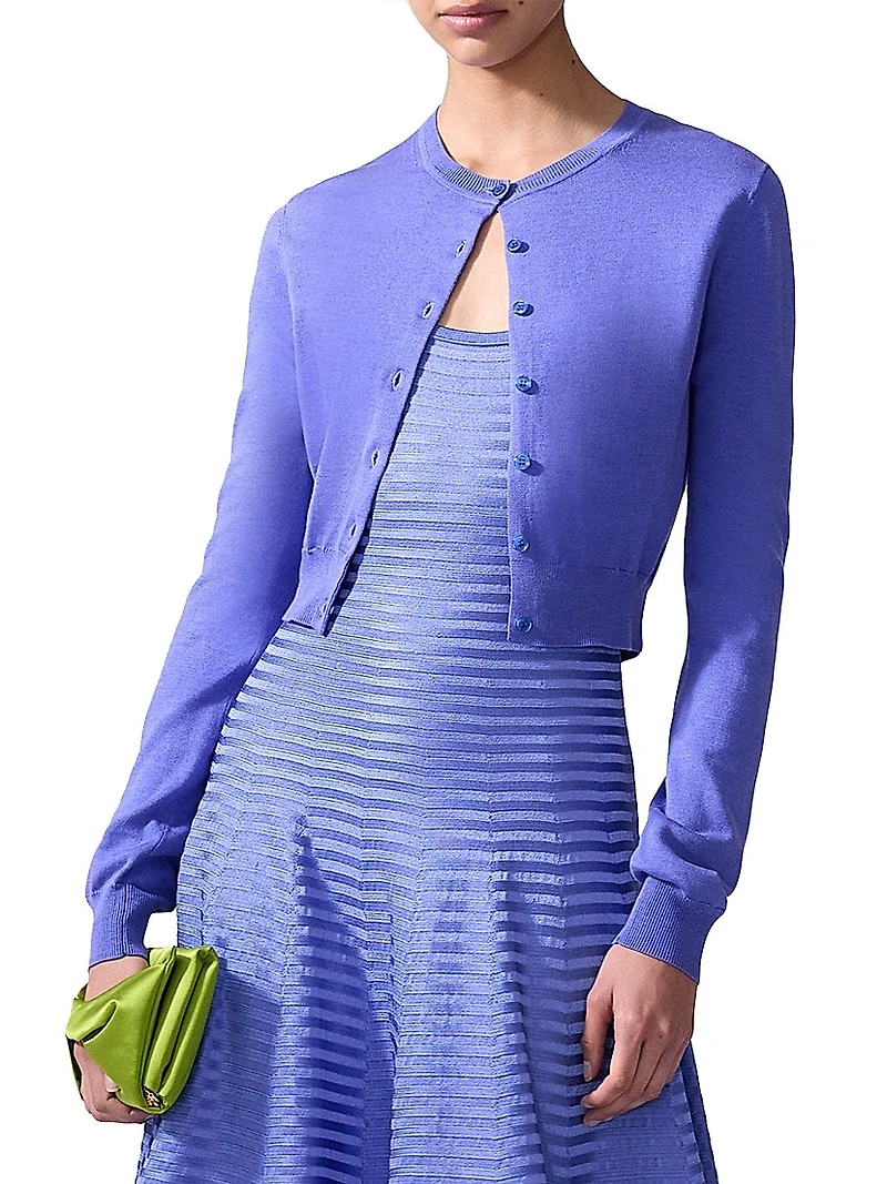 Delphinium Silk-Blend Cardigan
