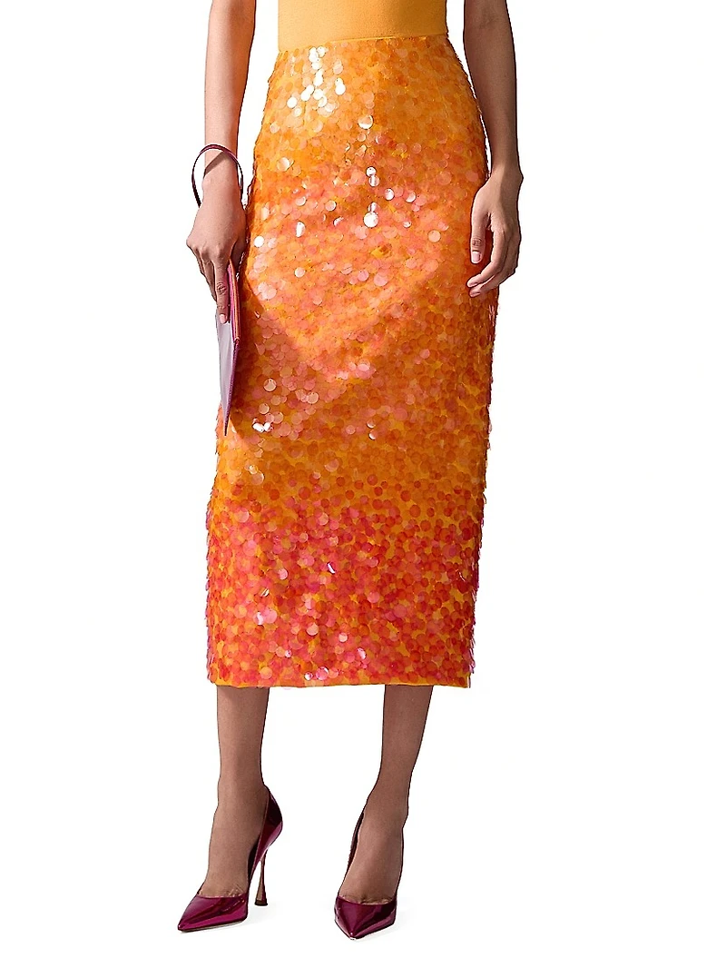 Ombré Paillettes Midi-Skirt