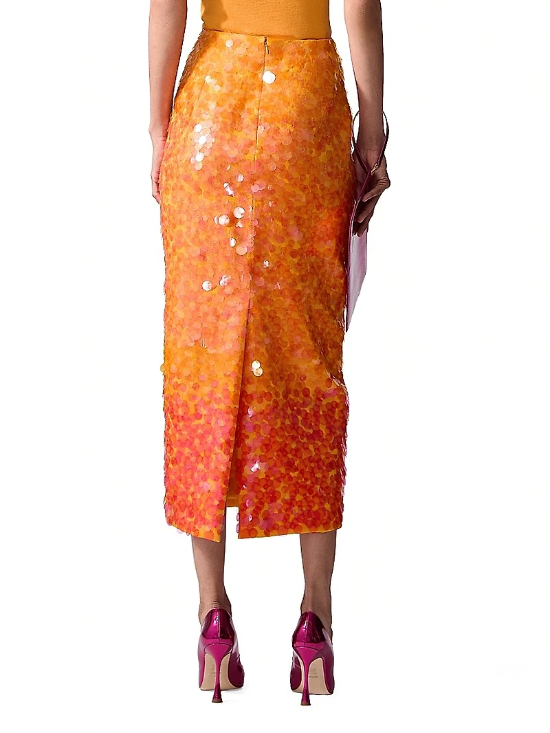 Ombré Paillettes Midi-Skirt