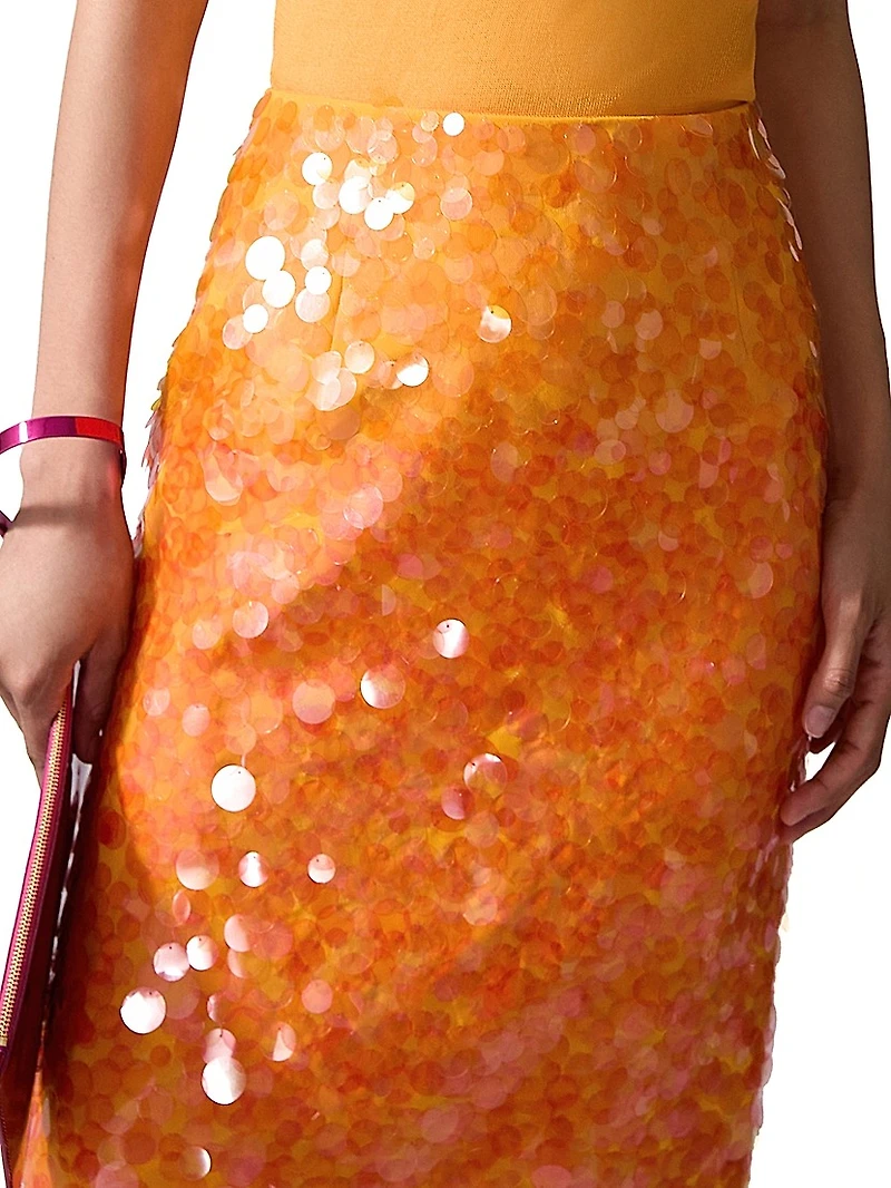 Ombré Paillettes Midi-Skirt