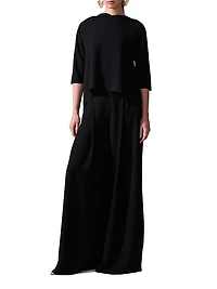 Crepe Pleated Wide-Leg Pants
