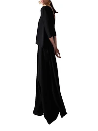 Crepe Pleated Wide-Leg Pants