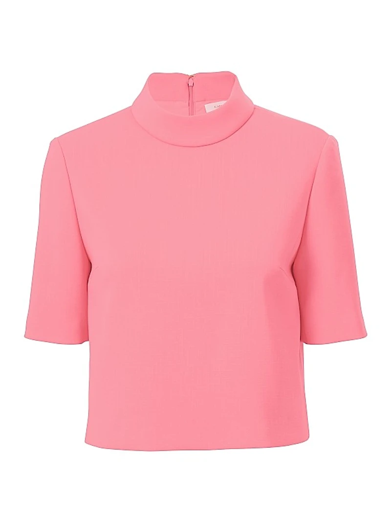 Stretch-Wool Mock Turtleneck Top
