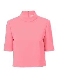 Stretch-Wool Mock Turtleneck Top