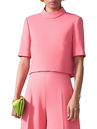 Stretch-Wool Mock Turtleneck Top