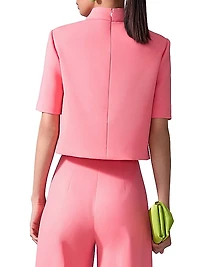 Stretch-Wool Mock Turtleneck Top