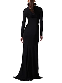 Draped Long-Sleeve Gown