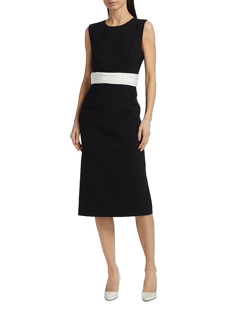 Cummerbund Crewneck Sleeveless Dress