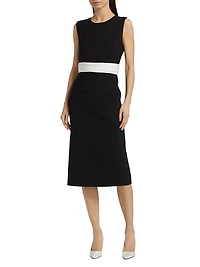 Cummerbund Crewneck Sleeveless Dress