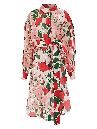 Floral Oversized Silk Shirtdress