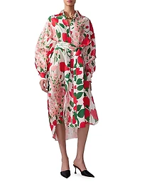 Floral Oversized Silk Shirtdress