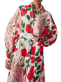 Floral Oversized Silk Shirtdress