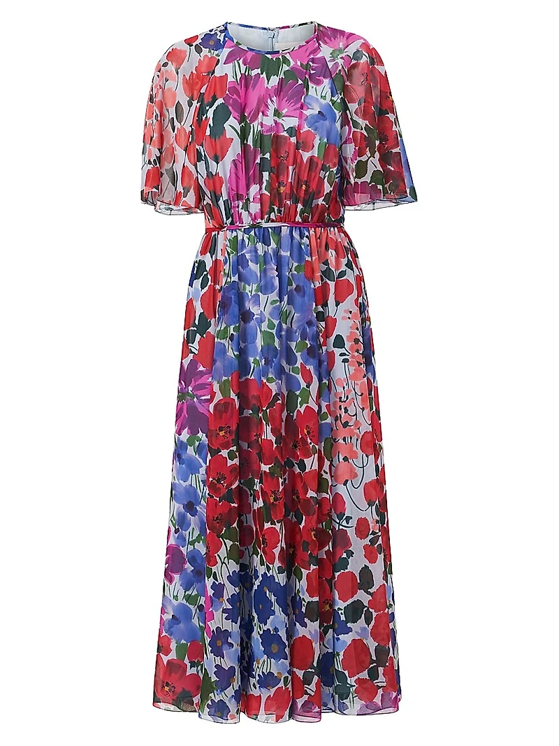 Floral Gathered Midi-Dress