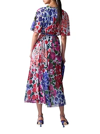 Floral Gathered Midi-Dress
