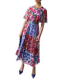 Floral Gathered Midi-Dress