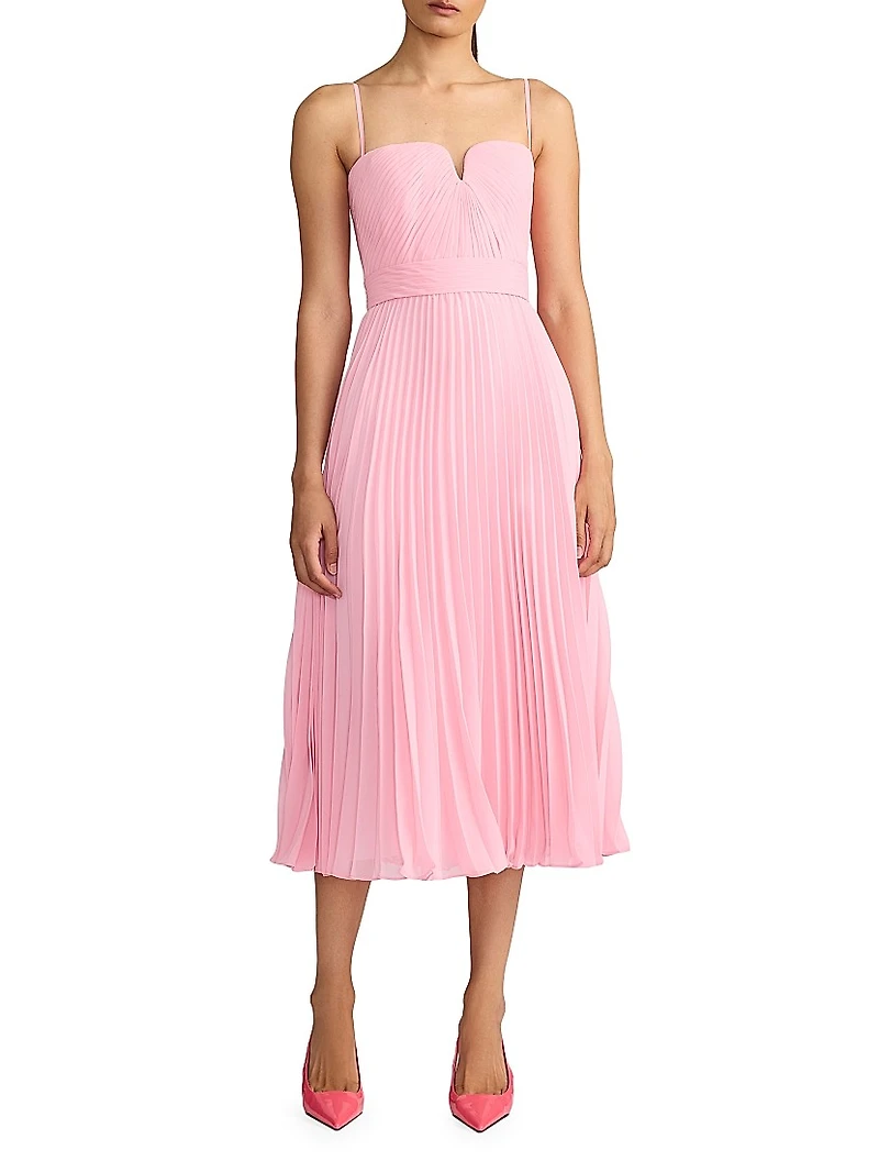 Wicked x Zac Posen Pleated Chiffon Midi-Dress