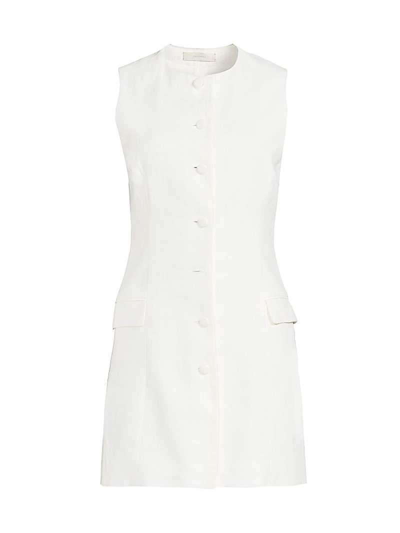 Jane Button-Front Linen Minidress
