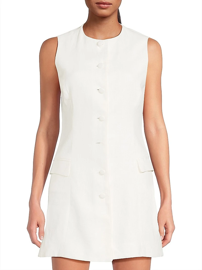 Jane Button-Front Linen Minidress