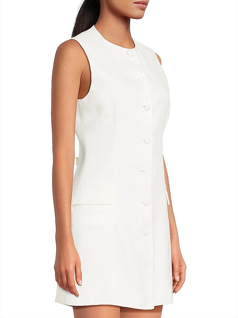 Jane Button-Front Linen Minidress