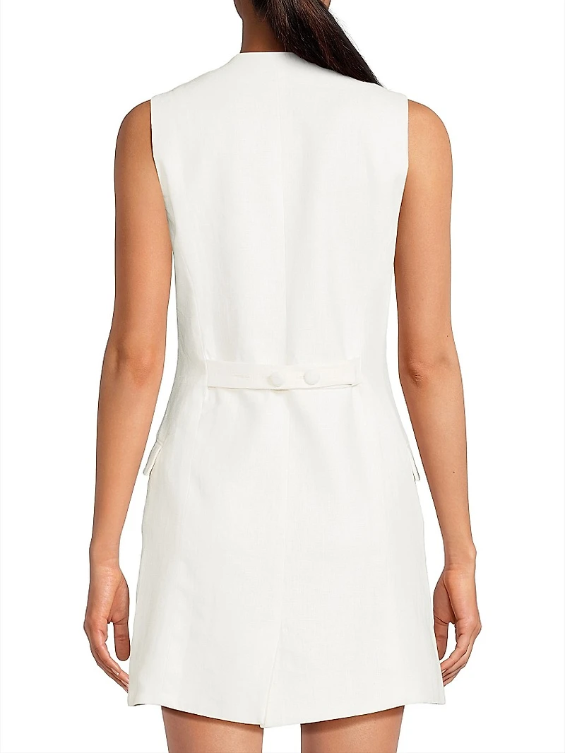 Jane Button-Front Linen Minidress