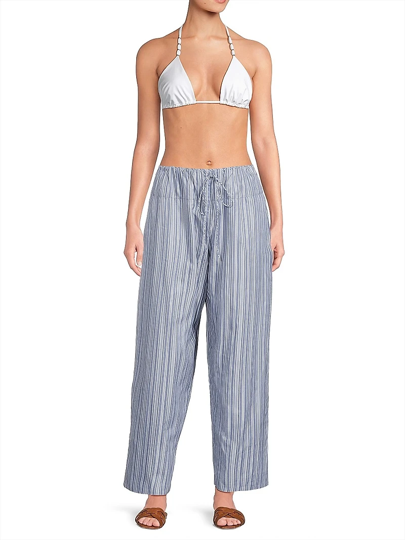 Vieu Relaxed Striped Cotton Pants