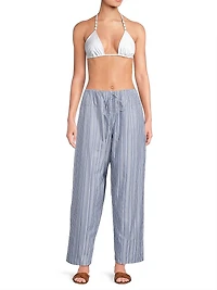 Vieu Relaxed Striped Cotton Pants