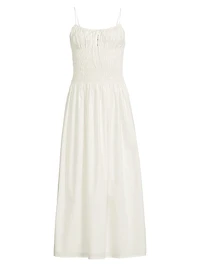 Aya Smocked Cover-Up Midi-Dress