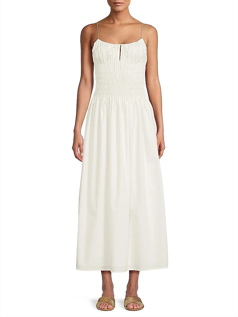 Aya Smocked Cover-Up Midi-Dress