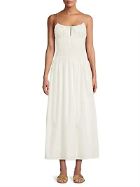 Aya Smocked Cover-Up Midi-Dress