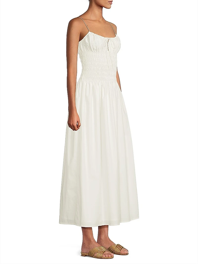 Aya Smocked Cover-Up Midi-Dress