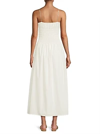 Aya Smocked Cover-Up Midi-Dress