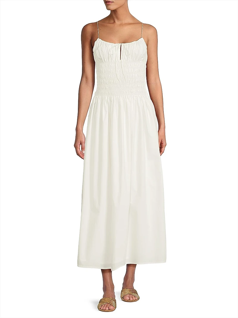 Aya Smocked Cover-Up Midi-Dress