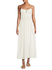Aya Smocked Cover-Up Midi-Dress
