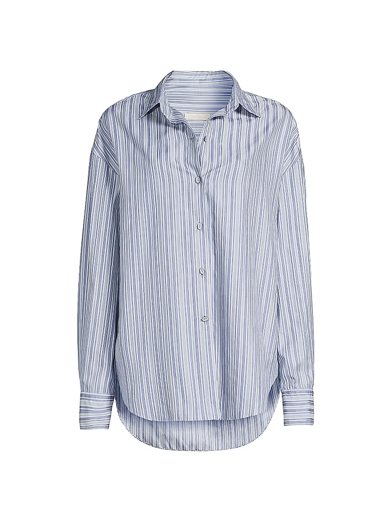 En Vau Striped Cotton Button-Front Shirt