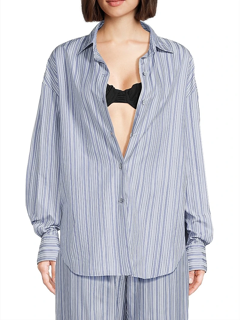 En Vau Striped Cotton Button-Front Shirt