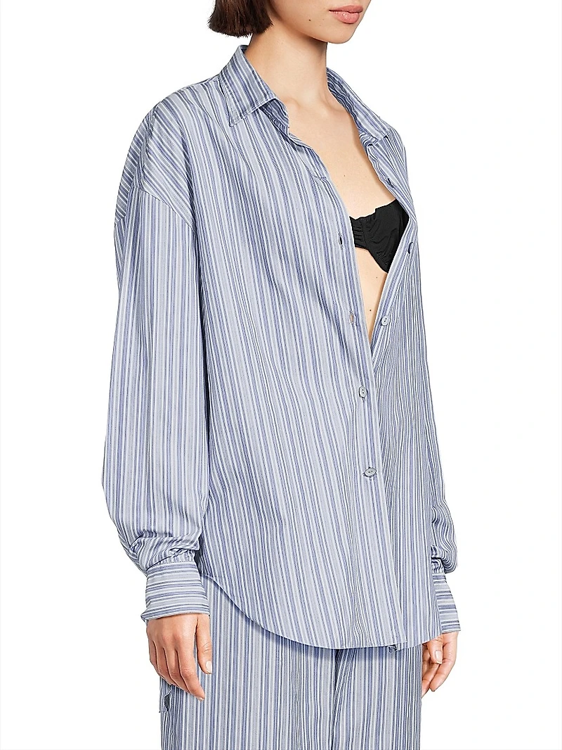 En Vau Striped Cotton Button-Front Shirt