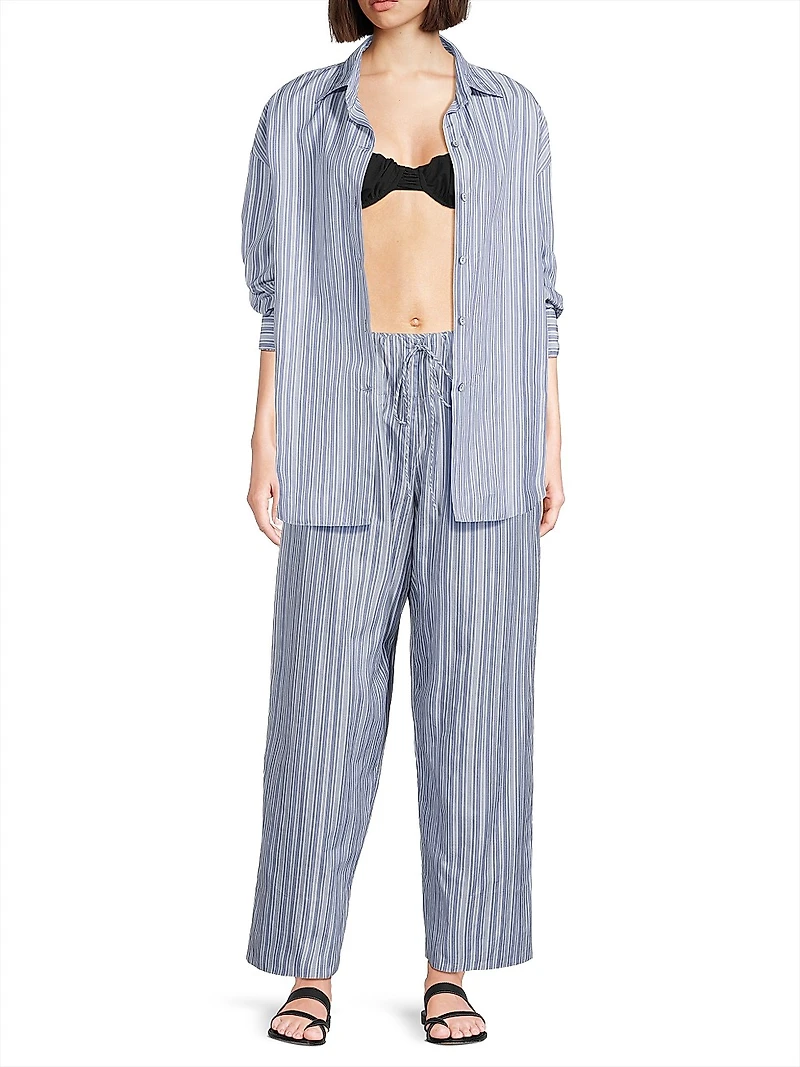 En Vau Striped Cotton Button-Front Shirt