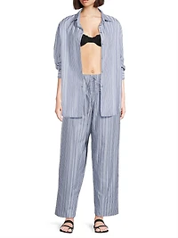 En Vau Striped Cotton Button-Front Shirt