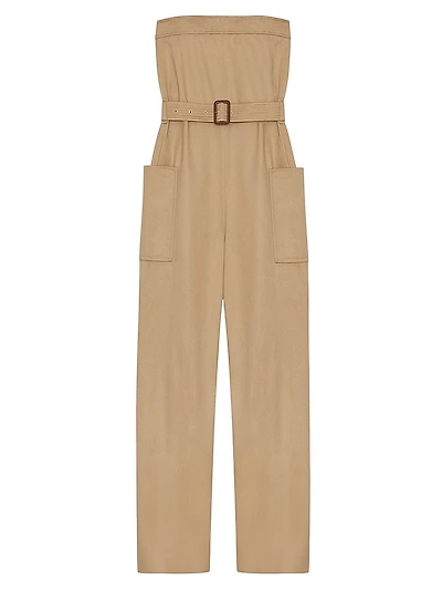 Strapless Jumpsuit Cotton Gabardine