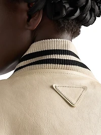 Leather Bomber Jacket with Patch