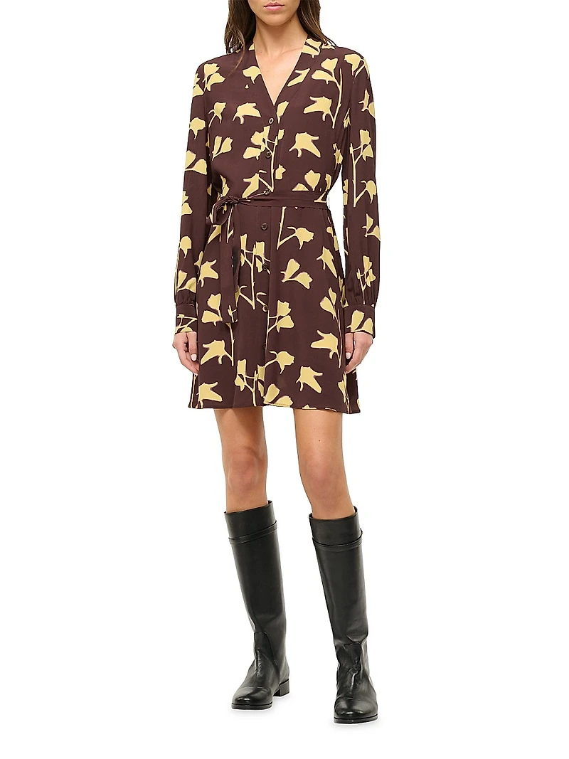Babs Flora Tie-Waist Shirtdress