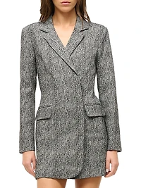 Greenwich Herringbone Double-Breasted Blazer Minidress