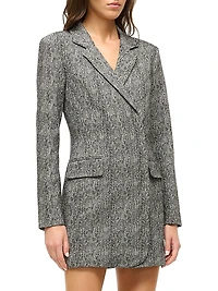 Greenwich Herringbone Double-Breasted Blazer Minidress