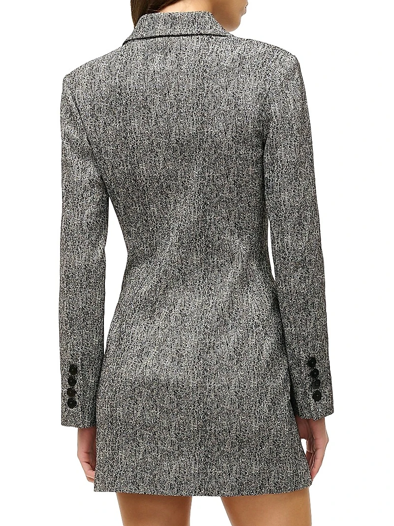 Greenwich Herringbone Double-Breasted Blazer Minidress