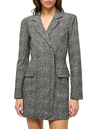 Greenwich Herringbone Double-Breasted Blazer Minidress