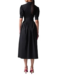 Embroidered Floral Tie-Waist Shirtdress