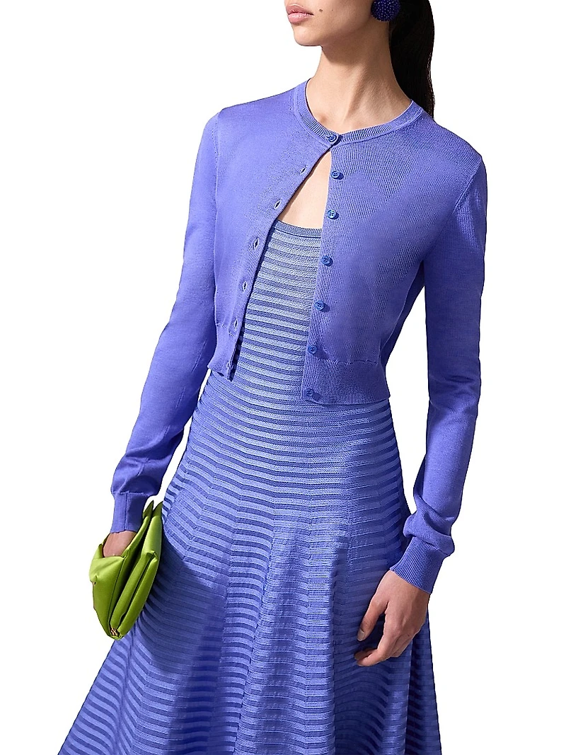 Floral Appliqué Stripe Midi-Dress