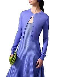 Floral Appliqué Stripe Midi-Dress