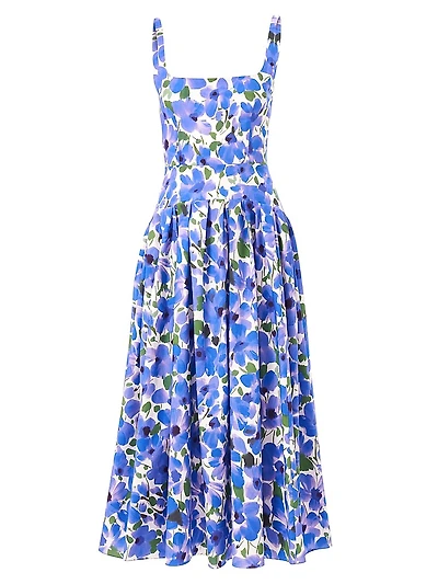 Floral Drop-Waist Midi-Dress