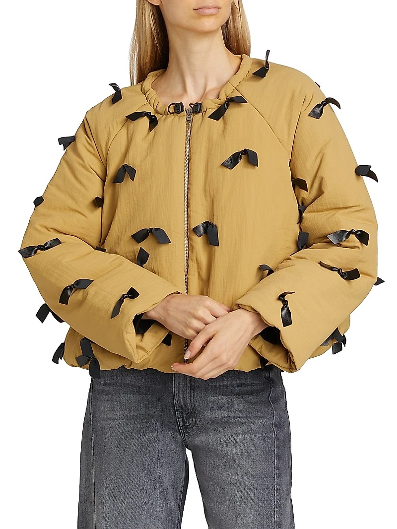 Lucienne Bow Zip-Front Jacket